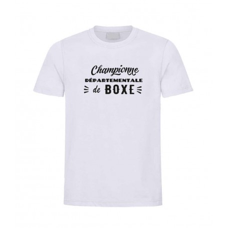 T-shirt blanc blanc DESIGN CHAMPIONNE  
DE BOXE