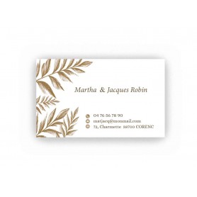 CARTE DE VISITE MODERNE PERSONNALISEE FLEUILLAGE MARRON DORE