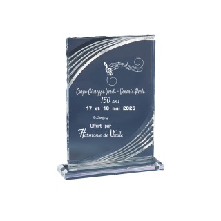 TROPHEETRANSPARENT ACRYGLAS   personnalise EN GRAVURE  TEXTE ET note musique