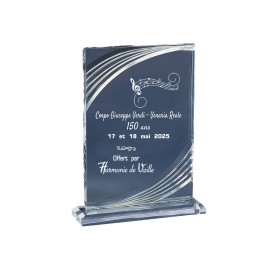 TROPHEETRANSPARENT ACRYGLAS   personnalise EN GRAVURE  TEXTE ET note musique