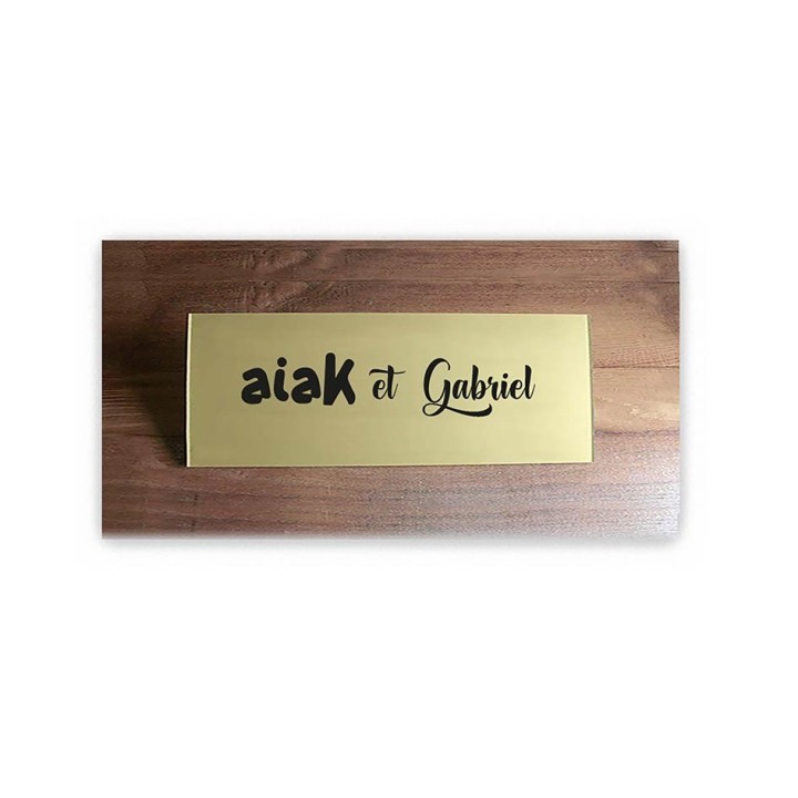 PLAQUE de PORTE entreprise en plexiglas OR LETTRES NOIRES de 160x55 mm gravure Grenoble