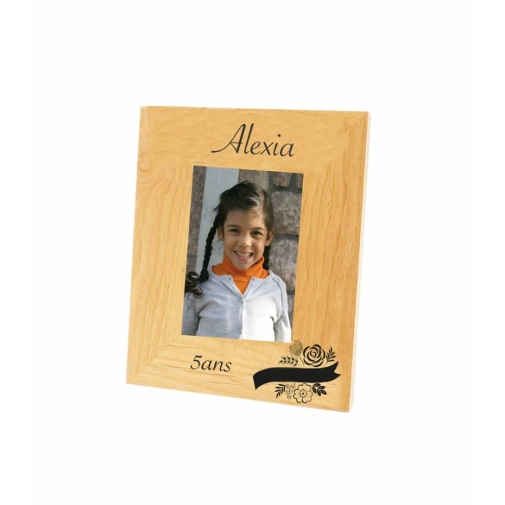 cadre photo en bois de hêtre gravé