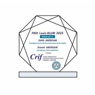 TROPHEE en verre octogone en verre personnalise couleur logo et texte