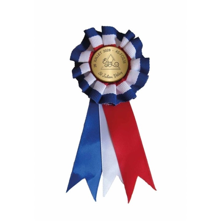 COCARDE TRICOLORE personnalisée  CENTRE PASTILLE dorée