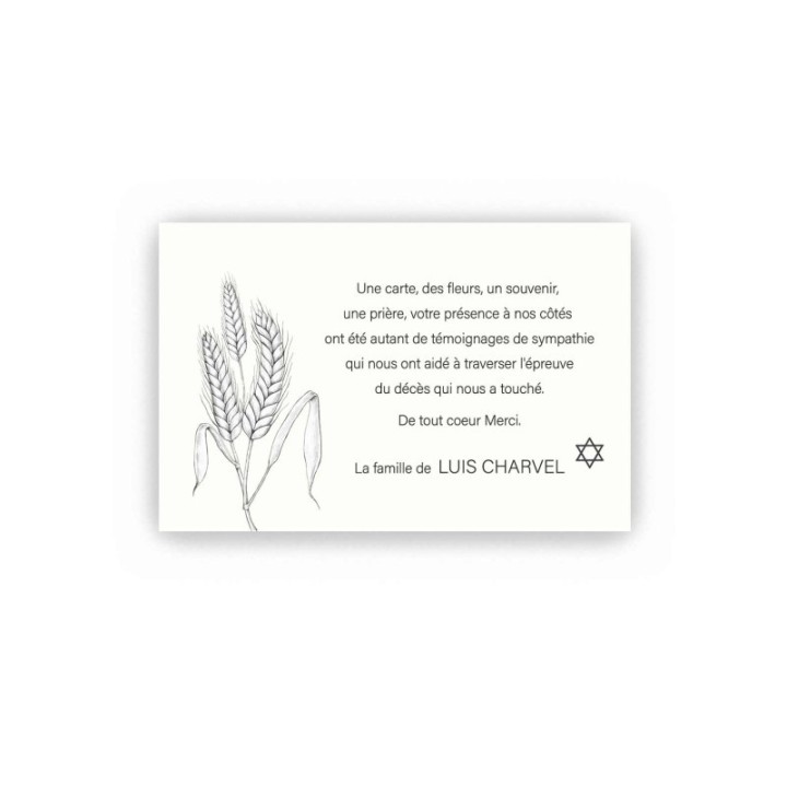 carte décès DEFUNT EPI DE BLE MEUNERIE
symbole juifs hébreu