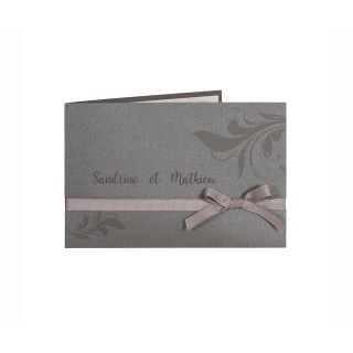 Pochette mariage GRIS ANTRACITHE, personnalise ruban toile