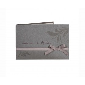 Pochette mariage GRIS ANTRACITHE, personnalise ruban toile