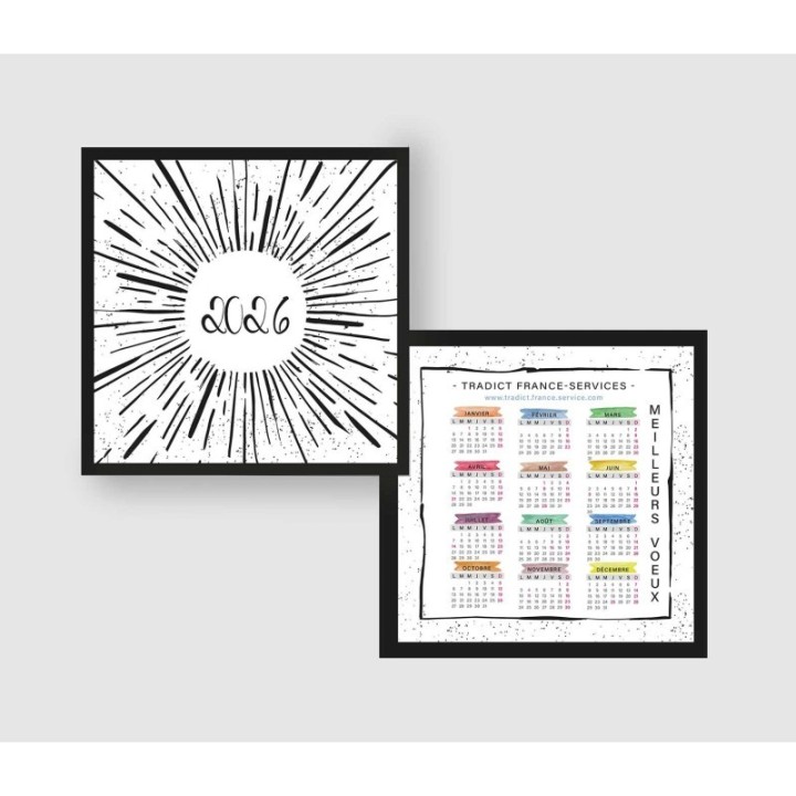 Carte de vœux  calendrier Entreprise étincelle  vœux calendrier de l'année imprimeur-graveur-des-alpes.fr