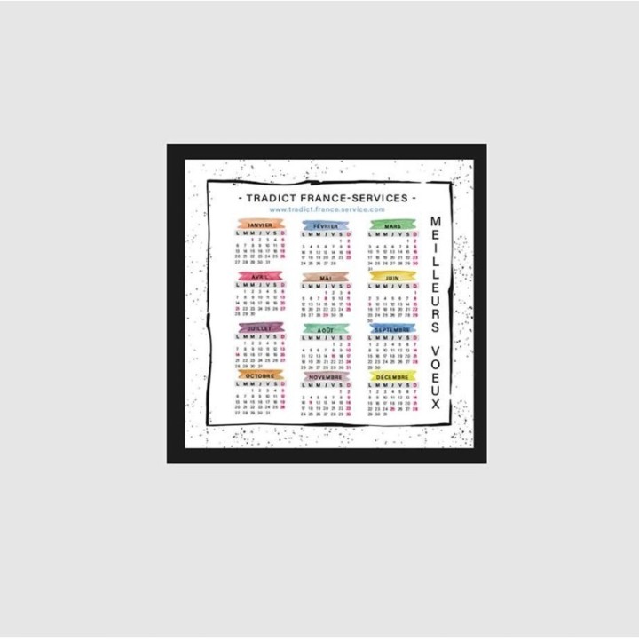 Carte meilleurs vœux  entreprise personnalisée  avec calendrier  de l'année imprimeur-graveur-des-alpes.fr