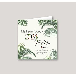 carte de voeux entreprise, PALMERAIE  personnalisée meilleurs vœux et happy new year DESIGN PALMIER