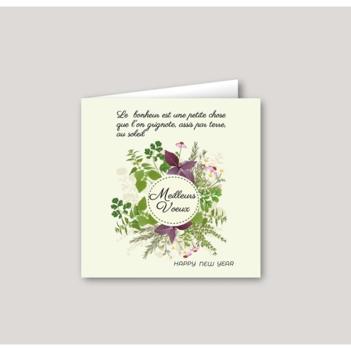 CARTE  bonne année PERSONNALISEE VOEUX entreprise HERBIER, en herbes  sauvages de Provence