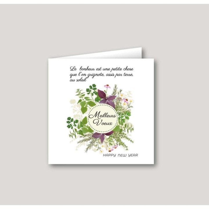 CARTE nouvel an  PERSONNALISEE VOEUX entreprise HERBIER, en herbes  sauvages de Provence