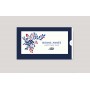 CARTE DE VŒUX entreprise  personnalisee pochette bleu marine design feuillage bleu- rouge bonne année et happy new year