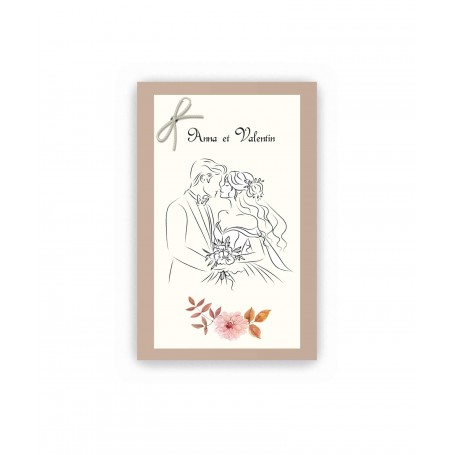 FAIRE PART MARIAGE, couple de maries dessine noir et blanc design