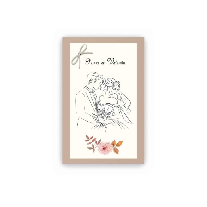 FAIRE PART MARIAGE, couple de maries dessine noir et blanc design