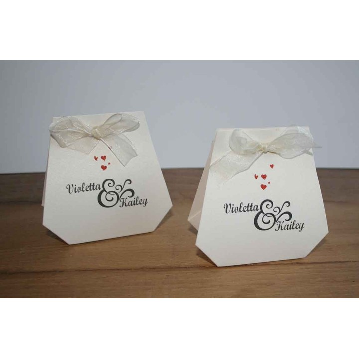 Boite a dragée mariage papier irisé Nailya  personnalisée  prénom des mariés, imprimeur-graveur-des-alpes.fr