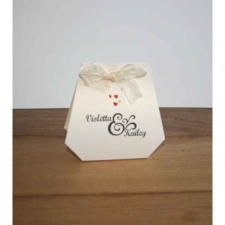 Boite a dragée papier irisé  scintillant   personnalisée  prénom des mariés, imprimeur-graveur-des-alpes.fr