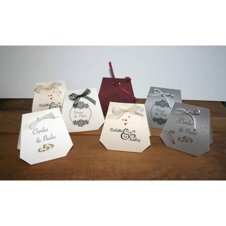 Boite a dragée personnalisée papier irisé avec prénom des mariés, imprimeur-graveur-des-alpes.fr