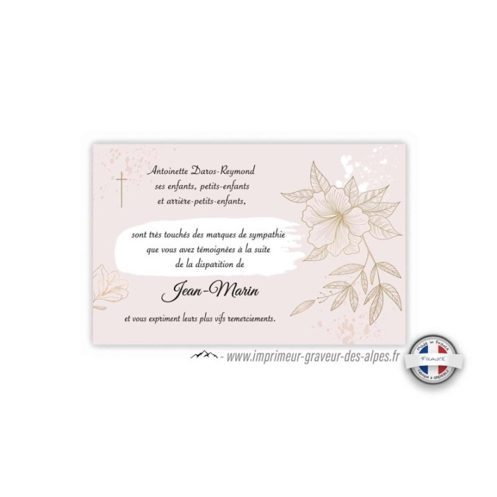 carte funéraire décès, FLEUR DE GRACE LUXURY, www.imprimeur-graveur-des-alpes.fr