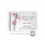 carte remerciement décès personnalisee fleurs œillets roses sur un fond marbre gris,www.imprimeur-graveur-des-alpes.fr