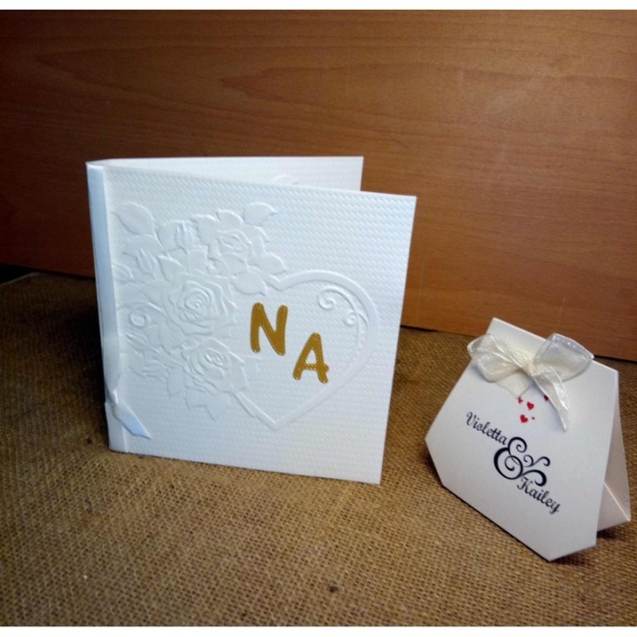 CARTE INVITATION mariage CŒUR GAUFFRE  EN ROSES  Papier BLANCE GIVRE, www.imprimeur-graveur-des-alpes.fr