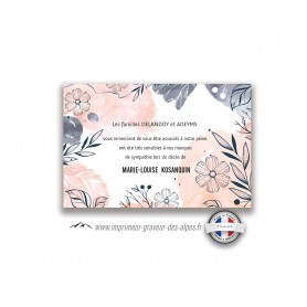 carte remerciements décès personnalisee, fleurs  design et moderne belle de nuit, www.imprimeur-graveur-des-alpes.fr