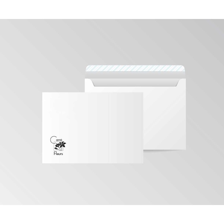 enveloppe blanc personnalisée logo,  format 162x112 mm