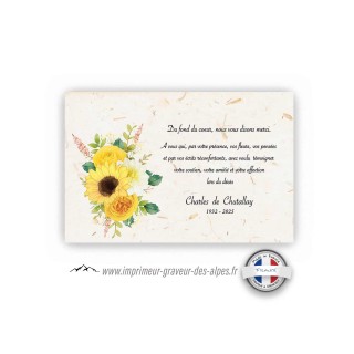 CARTE condoléances  FLEURS  JAUNES DALHIA pour dire merci suite deces