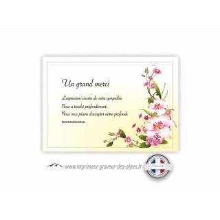 Remerciements décès, carte condoléances personnalise TOSCA,  carte deuil,  branche fleurs des iles