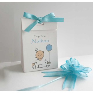 BOITE A DRAGÉE personnalisée baptême fille ou garçon, design BALLON