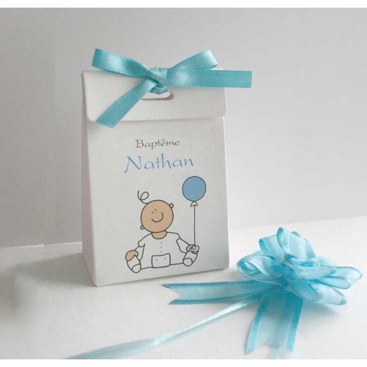 BOITE A DRAGÉE personnalisée baptême fille ou garçon, design BALLON