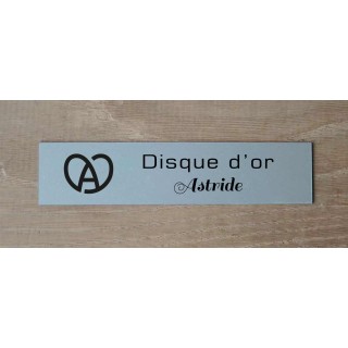 PLAQUE DE PORTE personnalisée argent lettres noires adhésive