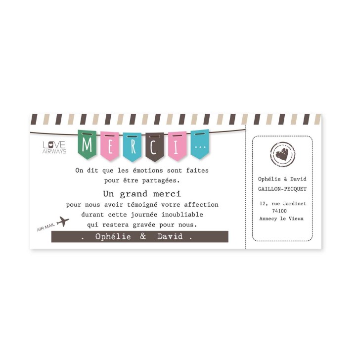 carte invitation mariage  BILLET VOYAGEUR personnalisée a Grenoble