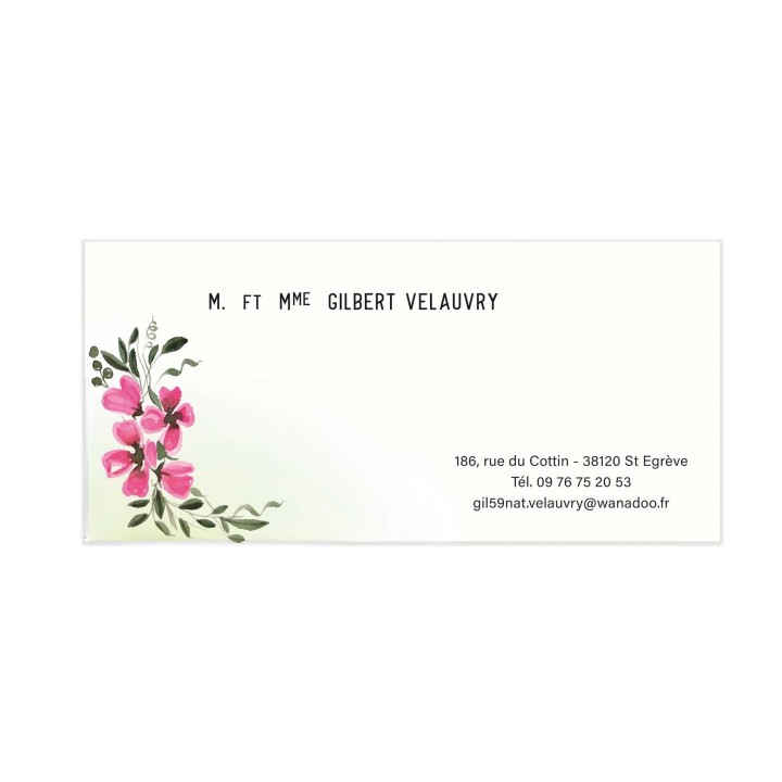 CARTE  de CORRESPONDANCE floraison ROSE PAPIER  NATUREL  FORMAT 200X100 MM imprimée a Grenoble
