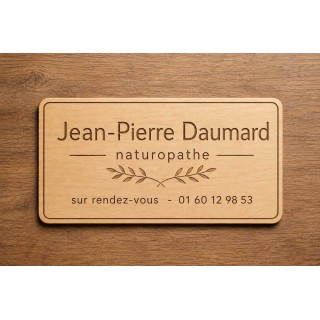 PLAQUE PROFESSIONNEL EN BOIS DE TILLEUL NATUROPATHE MADE IN GRENOBLE