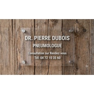 PLAQUE EN PLEXIGLAS TRANSPARENT LETTRES BLANCHES FIXATION ENTRETOISES A GRENOBLE