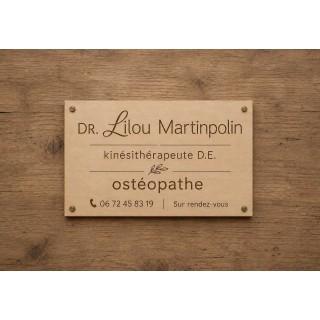 PLAQUE OSTEOPATHE EN BOIS GRAVEE, plaque prof. personnalisée à MADE IN GRENOBLE