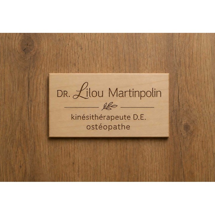 PLAQUE  de porte OSTEOPATHE EN BOIS GRAVEE, personnalisée à MADE IN GRENOBLE