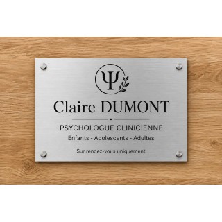 plaque  professionnelle en aluminium  ARGENT personnalisée lettres noires 20x30 cm