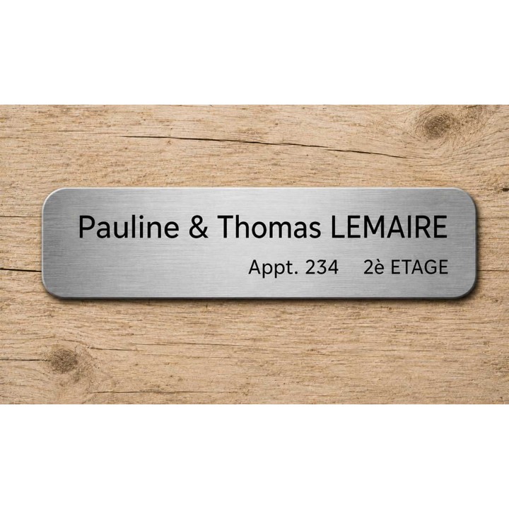 Plaque boite a lettres ARGENT, BORDS arrondis, adhésive, gravure, nom, Lettres noires à Grenoble