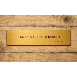Plaque boite aux lettres OR riche, BORDS droits, adhésive, gravure Lettres noires à Grenoble