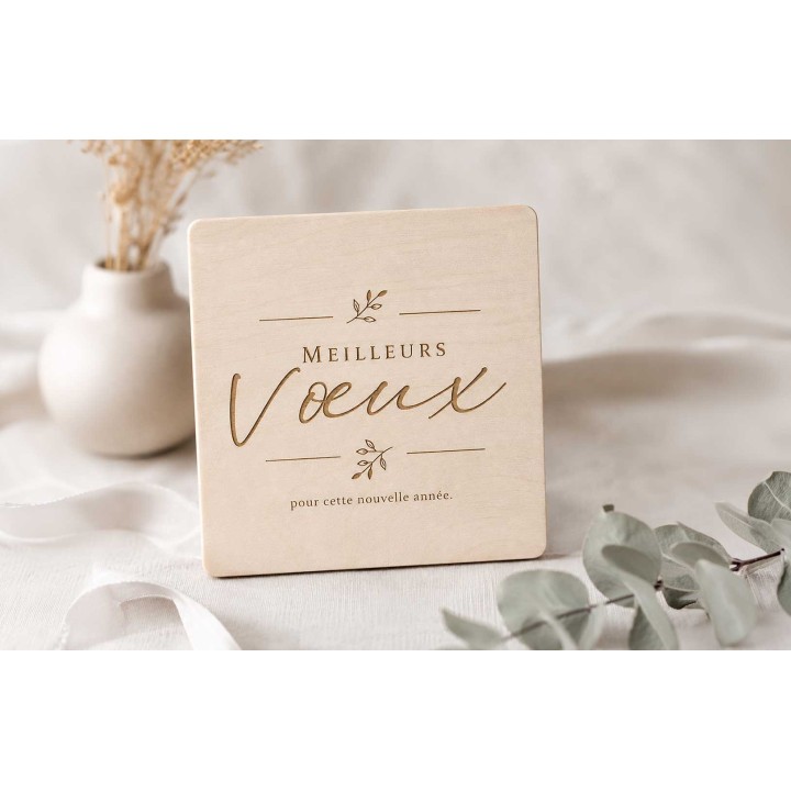 carte de vœux en bois personnalise  à Grenoble, carte écoresponsable