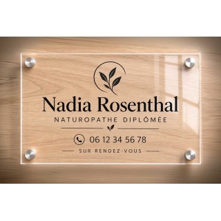 PLAQUE PLEXIGLAS TRANSPARENT LETTRES NOIRES plaque professionnelle naturopathe ENTRETOISES A GRENOBLE