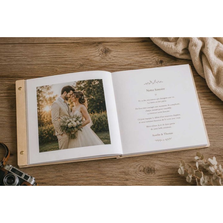 ALBUM en bois grave pour mariage ou LIVRE D'OR avec photos personnalise à Grenoble