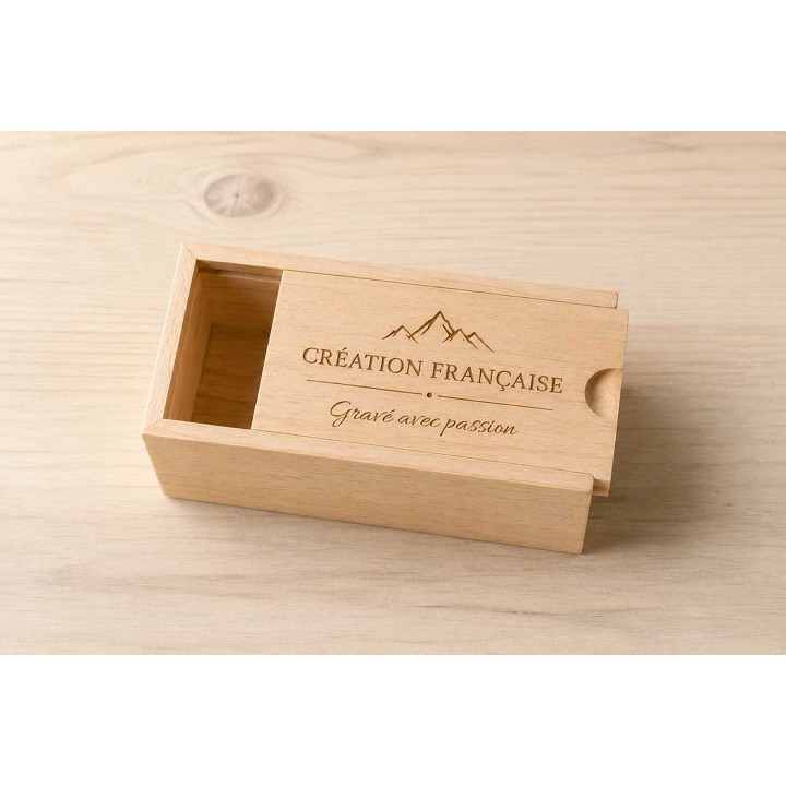 COFFRET en bois couvercle coulissant personnalisé gravé a Grenoble