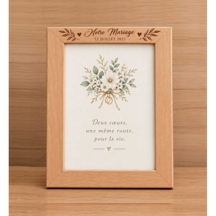 cadre photo en bois de hêtre personnalise cérémonie, mariage a Grenoble