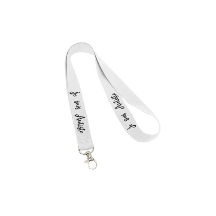 Tour de cou lanyard turquoise en coton tisse publicitaire porte badge