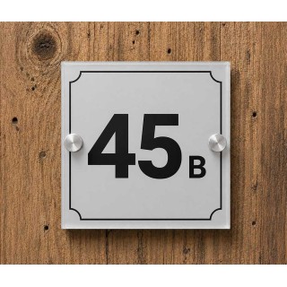 plaque plexiglas  argent/gris numéro de rue, plaque immeuble, marquage numéro, plaque carre