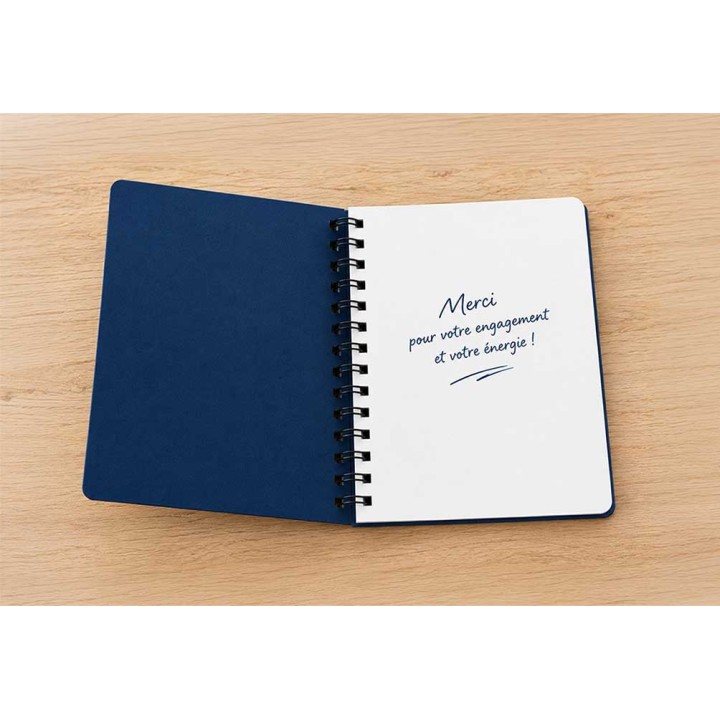 CARNET DE NOTES publicitaire à spirales métal  format A6 'MADE In Grenoble 50 feuillets blanc