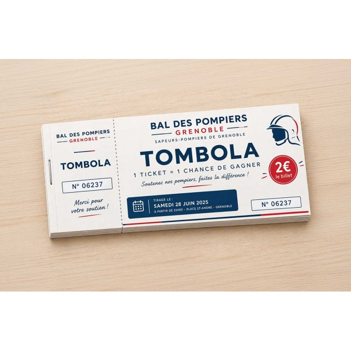 CARNET DE BILLET DE TOMBOLA PERSONNALISEES, de 25 billets numérotés